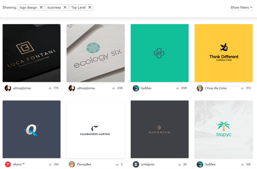 Screenshot from 99designs discovery logo design search