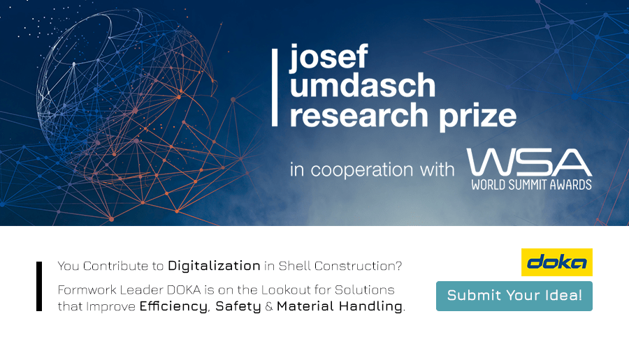 Formwork Leader Doka Calls for Ideas at the Josef Umdasch Research Prize 2022